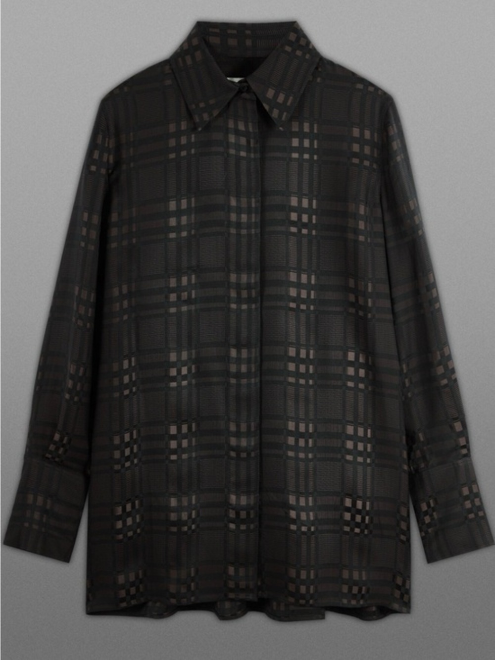 COS Runway Collection Sheer Checked Button-Up Jacquard Shirt size 6